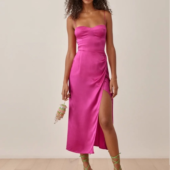 NWT! REFORMATION MARGUERITE SILK DRESS - 8 - Picture 2 of 7